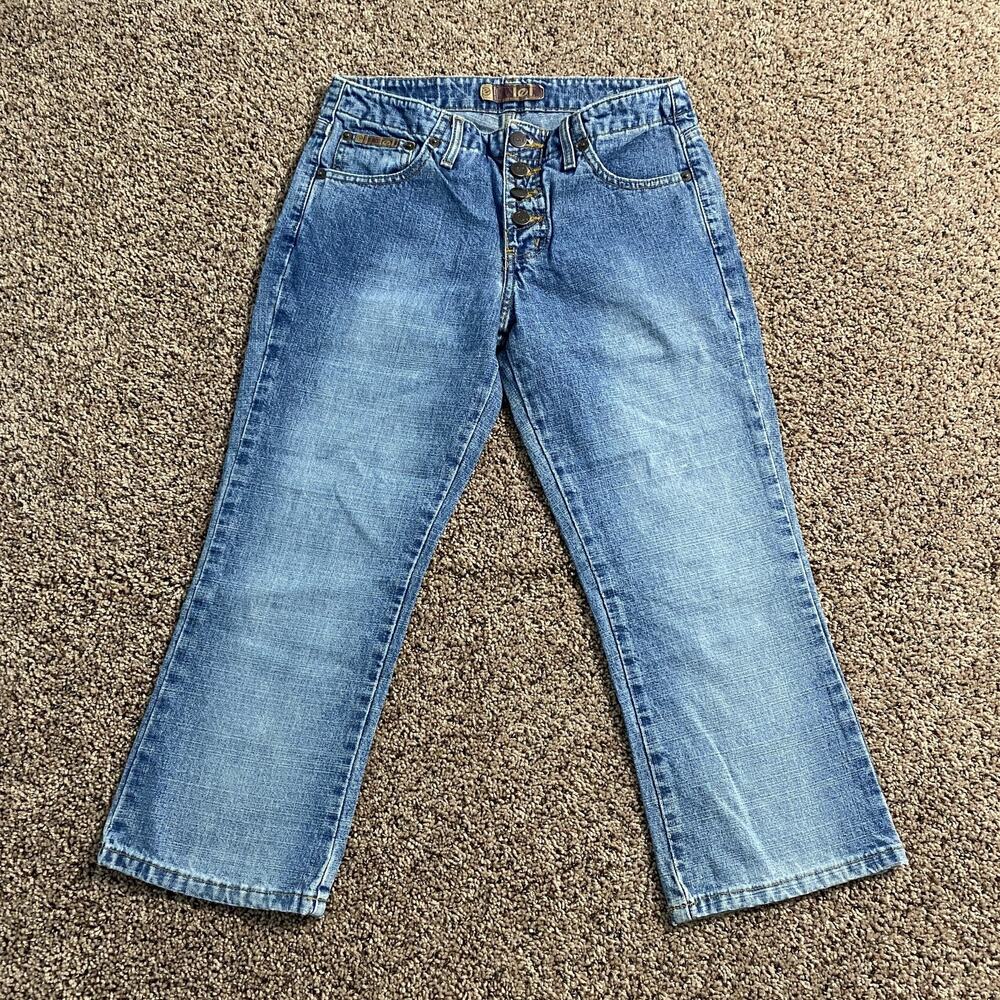 Vintage l.e.i. Crop Jeans Womens 5 Denim Button Fly Y2K 90s Grunge Retro‎ Pants